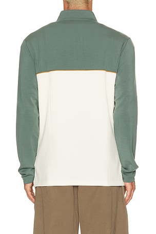 TravisMathew Travis Mathew Fibercloud Colorblock Quarter Zip Sweater in Green