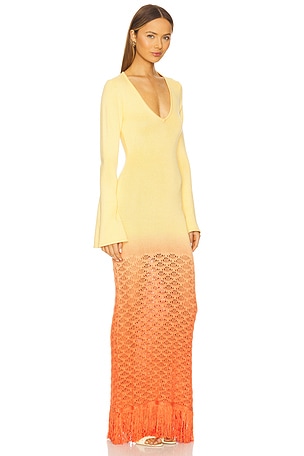 The Wolf Gang Zinna Sleeved Maxi Dress in Lemon