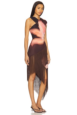 The Wolf Gang Veda Midi Dress in Brown