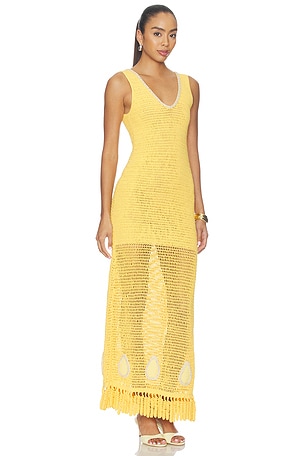 The Wolf Gang Naia Crochet Maxi Dress in Yellow