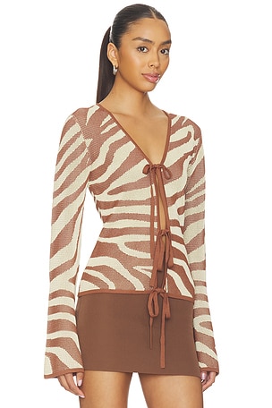 The Wolf Gang Sutton Knit Blouse in Brown,Neutral