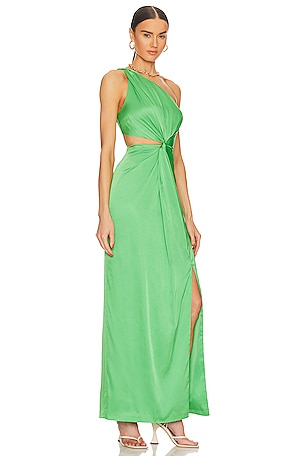 AMUR Deena One Shoulder Gown in Green