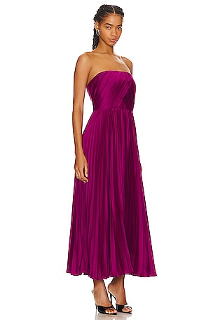 AMUR Conan Strapless Midi Dress in Purple