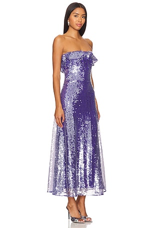 AMUR Braelynn Mesh Sequin Midi Dress in Purple