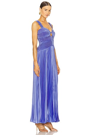 AMUR Alaia Pleated Gown in Blue