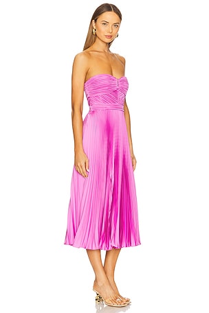 AMUR Harden Strapless Midi Dress in Pink