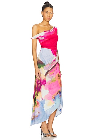 AMUR Ella Printed Jersey Dress in Pink