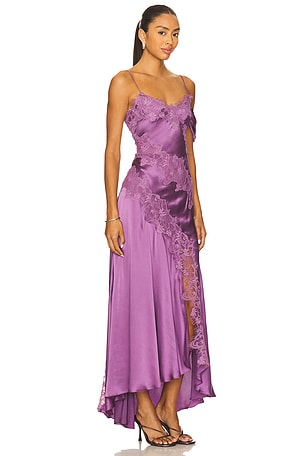 AMUR Reese Cascade Lace Gown in Purple