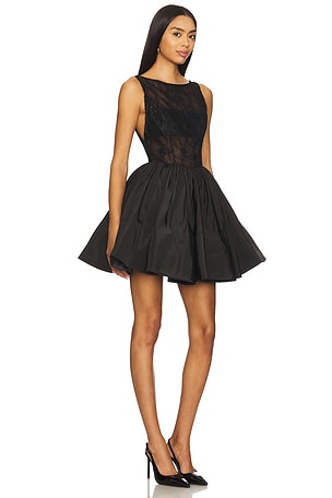 AMUR Lainey Boat Neck Mini Dress in Black. Size 8. Also