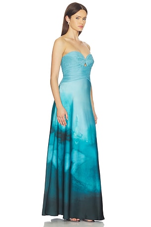 AMUR Cova Printed Gown in Blue