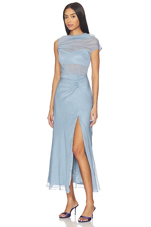 AMUR Amille Sheer Gown in Slate