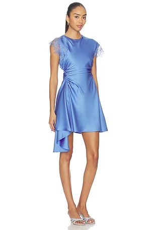 AMUR Zina Ruched Mini Dress in Blue