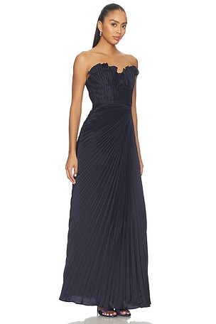 AMUR Kaylani Pleated Gown in Navy