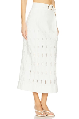 AMUR Jay Textured Midi Skirt in White