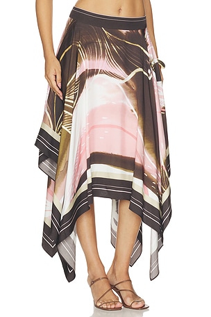 AMUR Letty Scarf Skirt in Brown