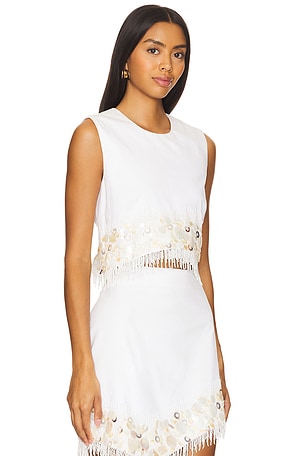 AMUR Antonella Shell Beaded Top in Ivory