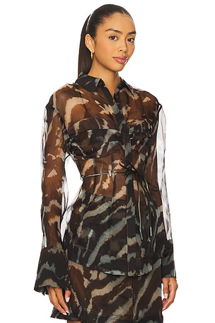 AMUR Clea Blouse in Brown. Size 8. Also
