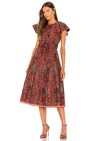 delmara dress in brick red Max Mara | Woman - Poplin full-skirt dress - Brick Red