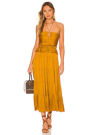 gold maxi dress revolve Glenda Goldenrod Floral Dress – TheTwistedGypsy