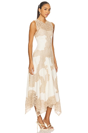 Ulla Johnson Arlette Sleeveless Handkerchief Dress in Beige
