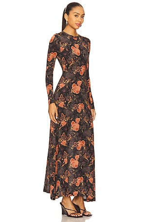 Ulla Johnson Amari Jersey Long Sleeve Dress in Pink,Black