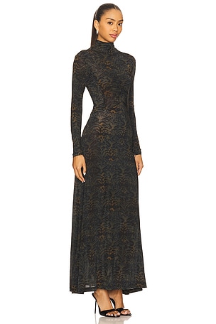 Ulla Johnson Koa Jersey Turtleneck Dress in Dark Green