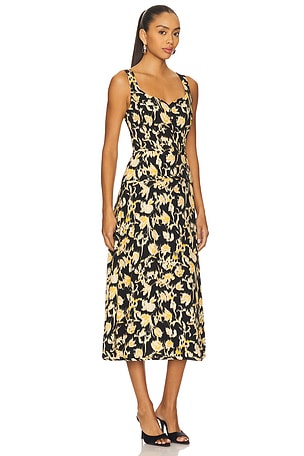 Ulla Johnson Vivi Sweetheart Midi Dress in Tan. Size 8. Also