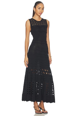 Ulla Johnson Lakshmi Eyelet Knit Dress in Black