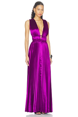 Ulla Johnson Lena Sleeveless Satin Gown in Purple