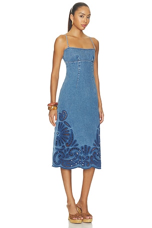 Ulla Johnson The Jane Eyelet Denim Dress in Blue