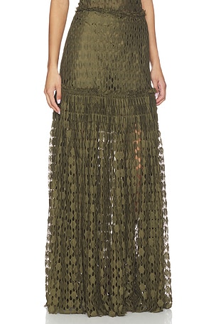 Ulla Johnson Aris Lace Maxi Skirt in Army