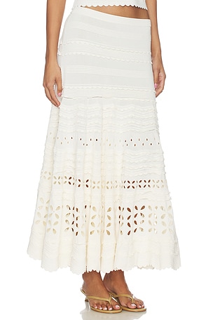 Ulla Johnson Annisa Eyelet Knit Skirt in Ivory