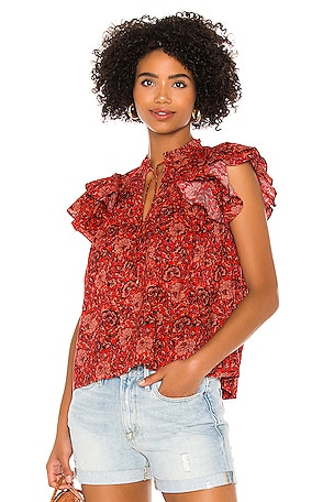 Ulla Johnson offers Ruffle-Sleeve Floral Gabi Top