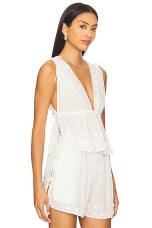 Ulla Johnson Anya Plunge V Neck Top Coverup in White