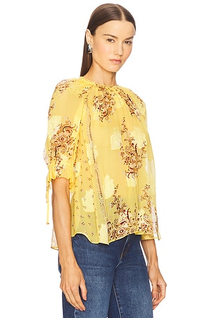 Ulla Johnson Pippa Short Sleeve Blouse in Yellow