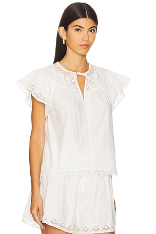 Ulla Johnson Effie Flutter Sleeve Top in White