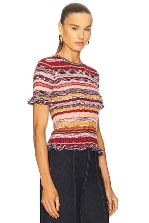 Ulla Johnson Miya Short Sleeve Knit Top in Red