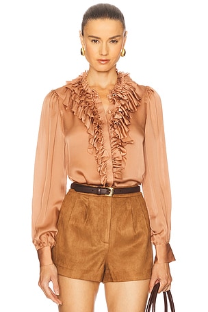 Rouen Silk Ruffle Blouse Ulla Johnson