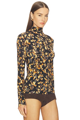 Ulla Johnson Aurelia Jersey Long Sleeve Turtleneck Top in Black. Size XS. Also