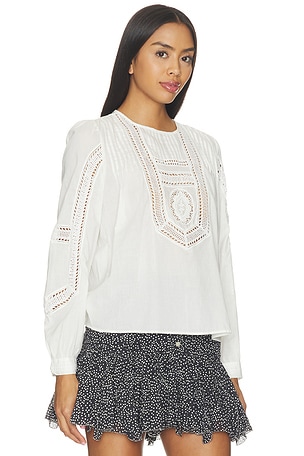 Ulla Johnson Marlowe Long Sleeve Cotton Top in Cream