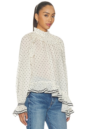 Ulla johnson blusa de algodón de manga larga marcella en color Neutro