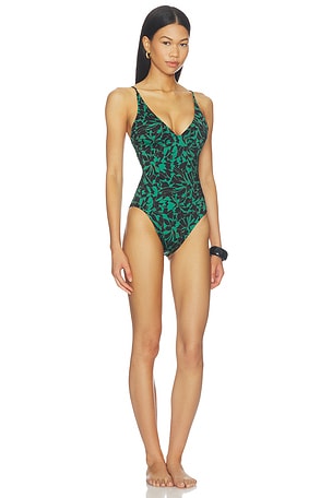 Ulla Johnson Alba Deep V Maillot in Green