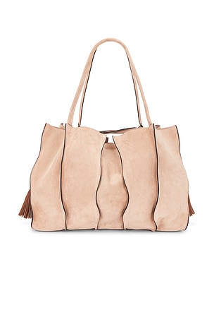 Ulla Johnson Adria Pleated Wave Tote Bag in Tan