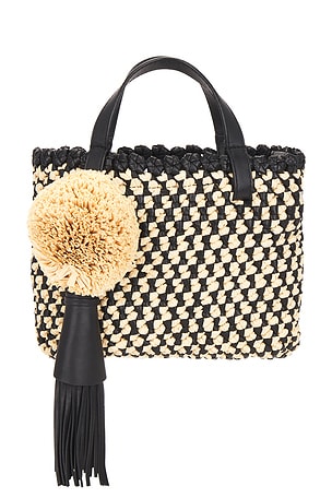 Ulla Johnson Raffia Mini Crossbody Bag in Black