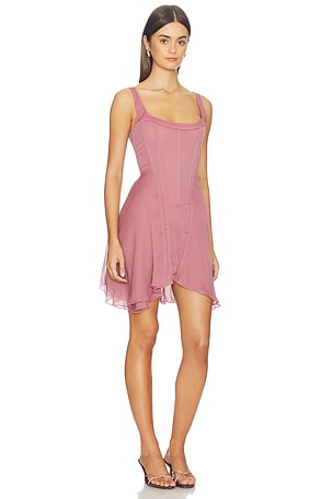 Understated Leather Sheer Honeymoon Mini Dress in Mauve