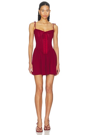 x REVOLVE Red Lace Up Dress Understated Leather