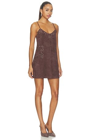 Understated Leather Saddle Up Slip Dress in Brown