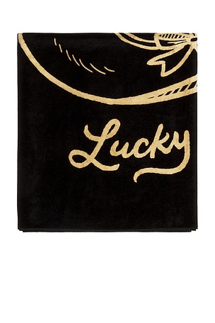 Understated Leather Lucky Beach Towel in Black