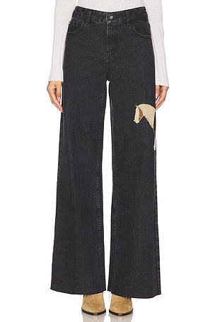 Understated Leather Horsey Jeans in Black