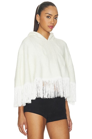Understated Leather Whistle Poncho in White